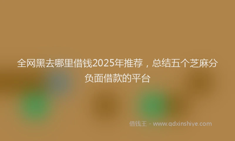 全网黑去哪里借钱2025年推荐，总结五个芝麻分负面借款的平台