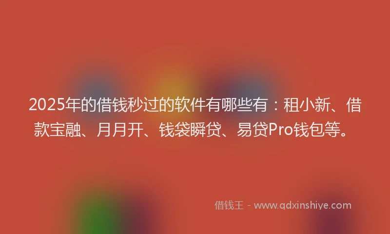 2025年的借钱秒过的软件有哪些有：租小新、借款宝融、月月开、钱袋瞬贷、易贷Pro钱包等。