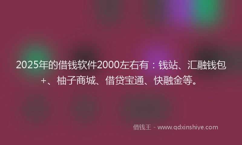 2025年的借钱软件2000左右有：钱站、汇融钱包+、柚子商城、借贷宝通、快融金等。