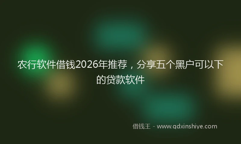 农行软件借钱2026年推荐，分享五个黑户可以下的贷款软件