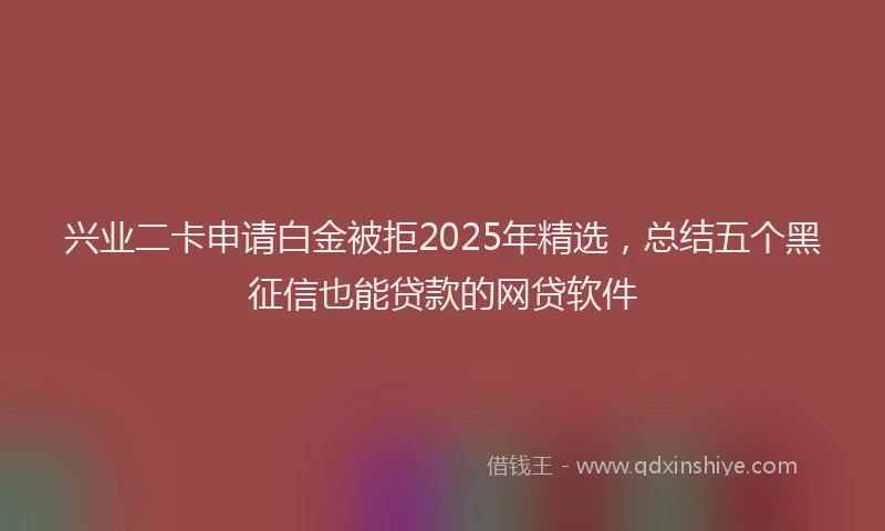 兴业二卡申请白金被拒2025年精选,总结五个黑征信也能贷款的网贷软件