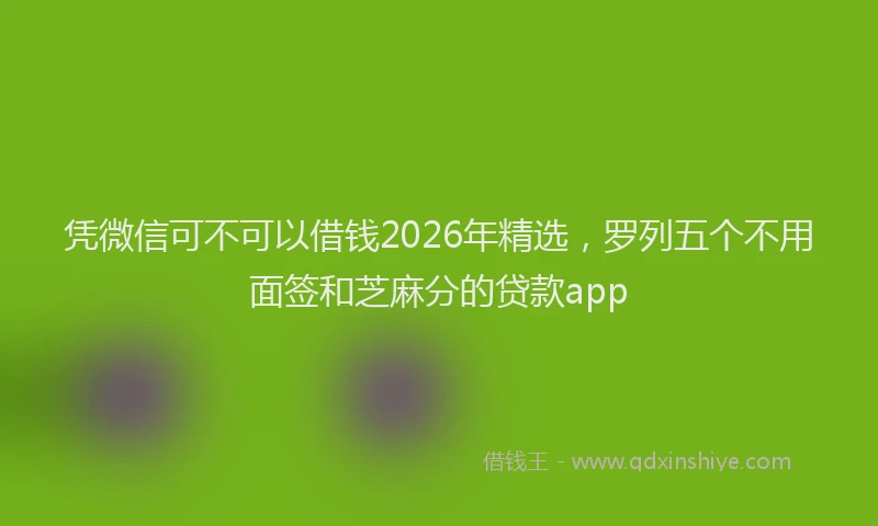 凭微信可不可以借钱2026年精选，罗列五个不用面签和芝麻分的贷款app