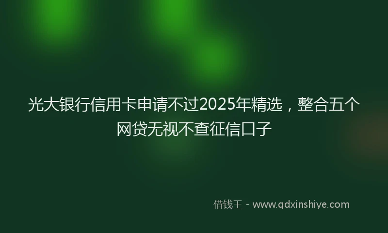 光大银行信用卡申请不过2025年精选，整合五个网贷无视不查征信口子