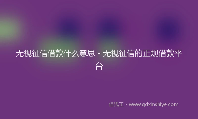 无视征信借款什么意思 - 无视征信的正规借款平台