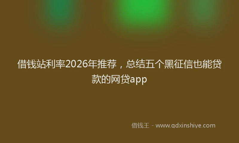 借钱站利率2026年推荐，总结五个黑征信也能贷款的网贷app