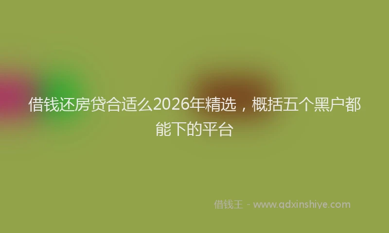 借钱还房贷合适么2026年精选，概括五个黑户都能下的平台