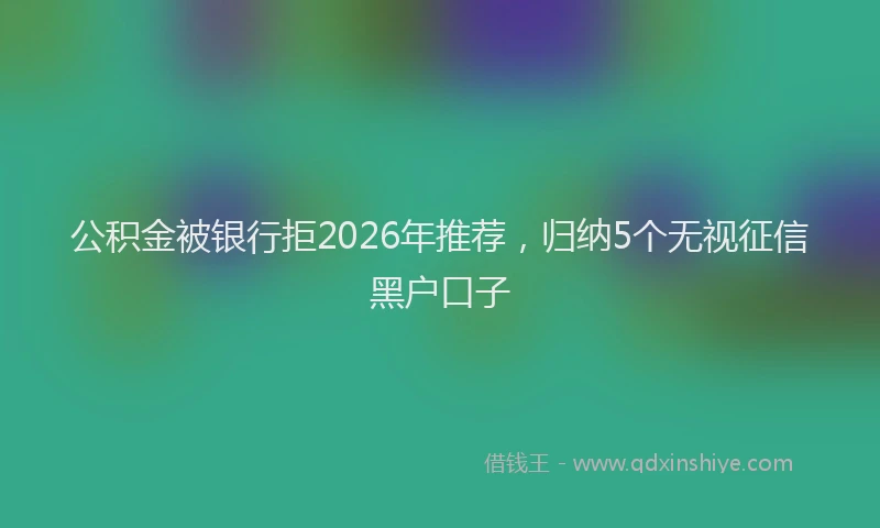 公积金被银行拒2026年推荐，归纳5个无视征信黑户口子