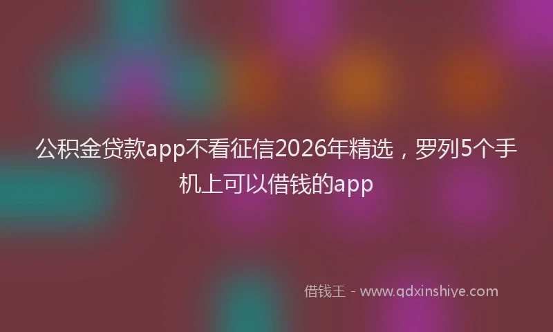 公积金贷款app不看征信2026年精选，罗列5个手机上可以借钱的app