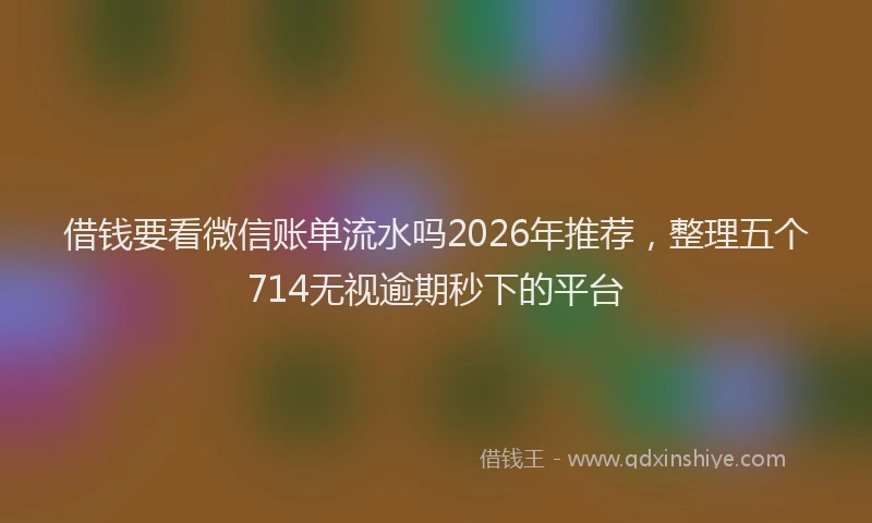 借钱要看微信账单流水吗2026年推荐，整理五个714无视逾期秒下的平台