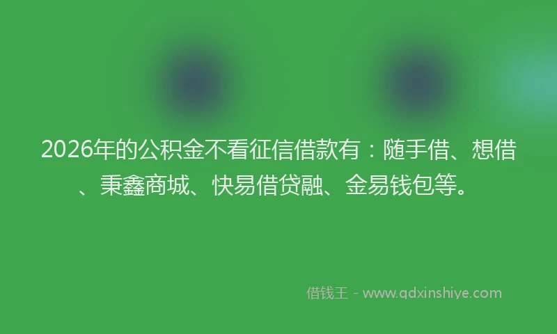 2026年的公积金不看征信借款有：随手借、想借、秉鑫商城、快易借贷融、金易钱包等。