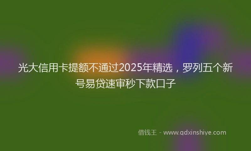 光大信用卡提额不通过2025年精选，罗列五个新号易贷速审秒下款口子