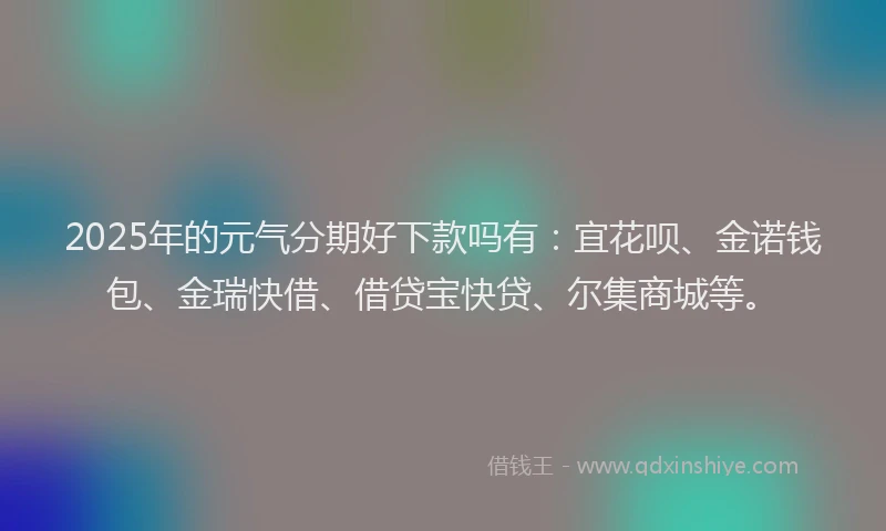 2025年的元气分期好下款吗有:宜花呗、金诺钱包、金瑞快借、借贷宝快贷、尔集商城等。