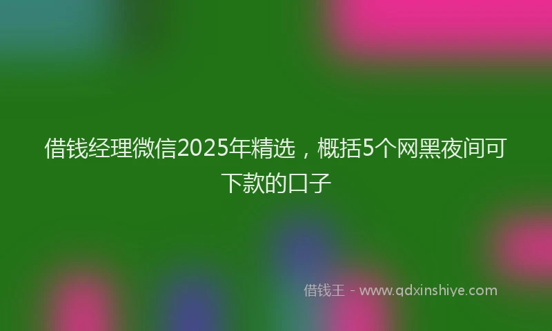 借钱经理微信2025年精选，概括5个网黑夜间可下款的口子