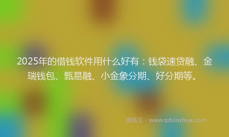 2025年的借钱软件用什么好有：钱袋速贷融、金瑞钱包、甄易融、小金象分期、好分期等。