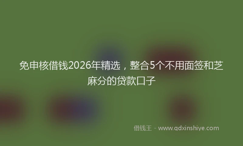 免申核借钱2026年精选,整合5个不用面签和芝麻分的贷款口子