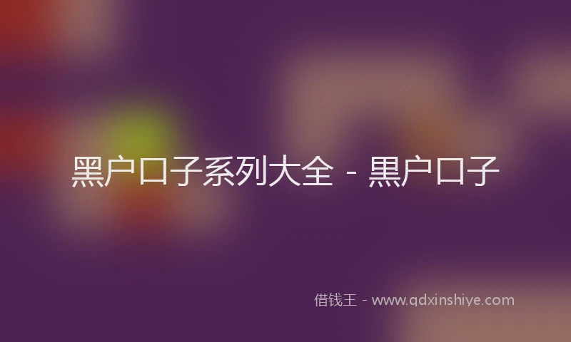 黑户口子系列大全 - 黒户口子