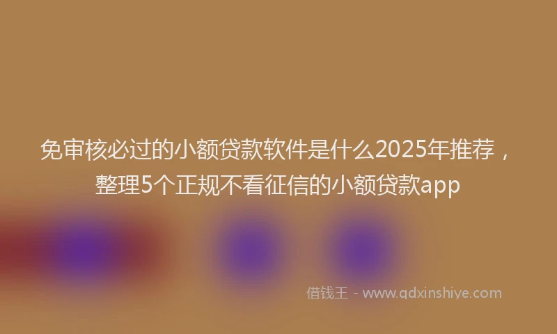 免审核必过的小额贷款软件是什么2025年推荐，整理5个正规不看征信的小额贷款app