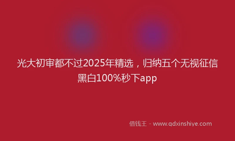 光大初审都不过2025年精选,归纳五个无视征信黑白100%秒下app