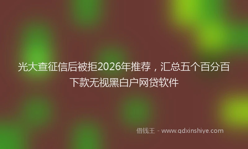 光大查征信后被拒2026年推荐，汇总五个百分百下款无视黑白户网贷软件