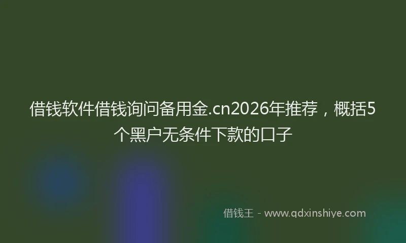借钱软件借钱询问备用金.cn2026年推荐，概括5个黑户无条件下款的口子