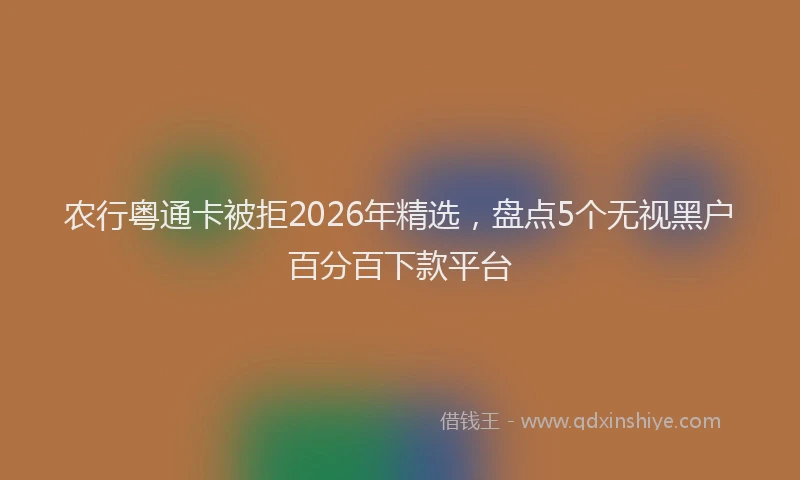 农行粤通卡被拒2026年精选，盘点5个无视黑户百分百下款平台