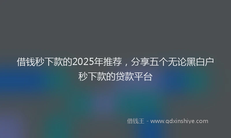 借钱秒下款的2025年推荐,分享五个无论黑白户秒下款的贷款平台