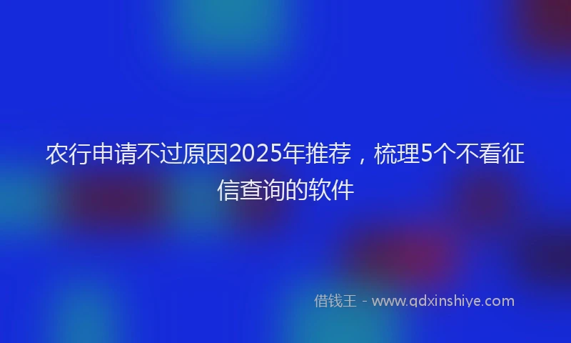 农行申请不过原因2025年推荐，梳理5个不看征信查询的软件
