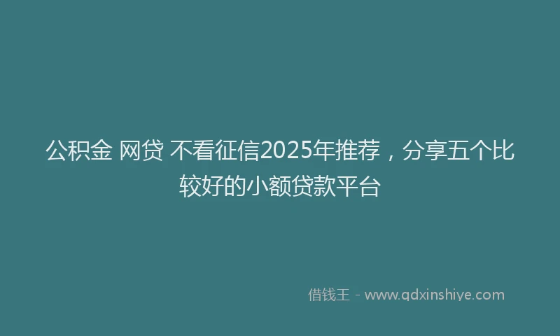 公积金 网贷 不看征信2025年推荐，分享五个比较好的小额贷款平台