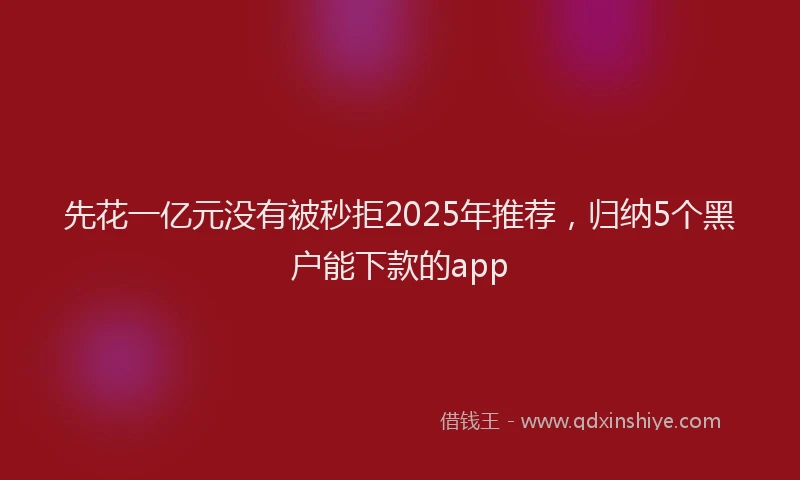 先花一亿元没有被秒拒2025年推荐，归纳5个黑户能下款的app