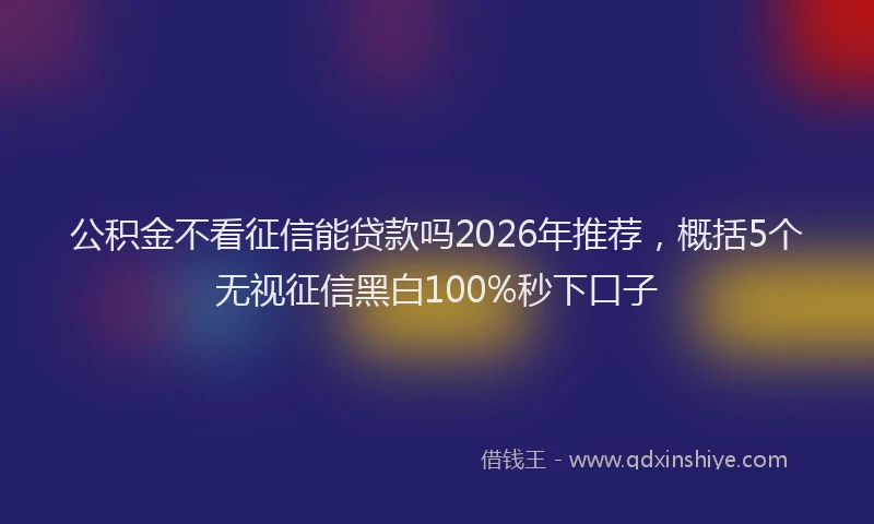 公积金不看征信能贷款吗2026年推荐，概括5个无视征信黑白100%秒下口子