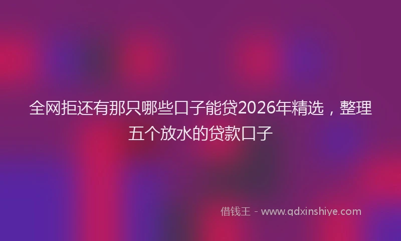 全网拒还有那只哪些口子能贷2026年精选，整理五个放水的贷款口子