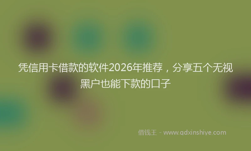 凭信用卡借款的软件2026年推荐，分享五个无视黑户也能下款的口子