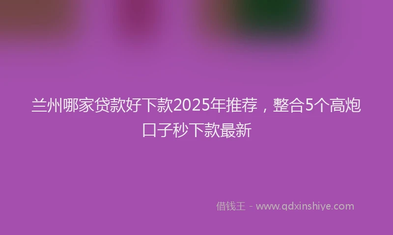 兰州哪家贷款好下款2025年推荐，整合5个高炮口子秒下款最新