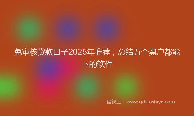 免审核贷款口子2026年推荐,总结五个黑户都能下的软件