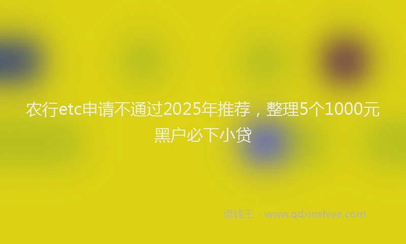农行etc申请不通过2025年推荐，整理5个1000元黑户必下小贷