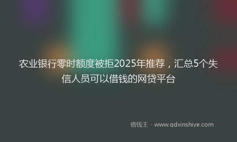 农业银行零时额度被拒2025年推荐，汇总5个失信人员可以借钱的网贷平台