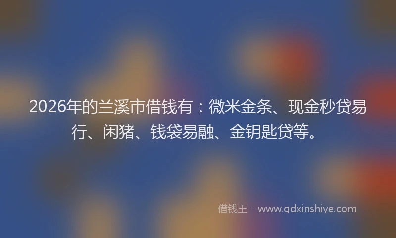 2026年的兰溪市借钱有:微米金条、现金秒贷易行、闲猪、钱袋易融、金钥匙贷等。
