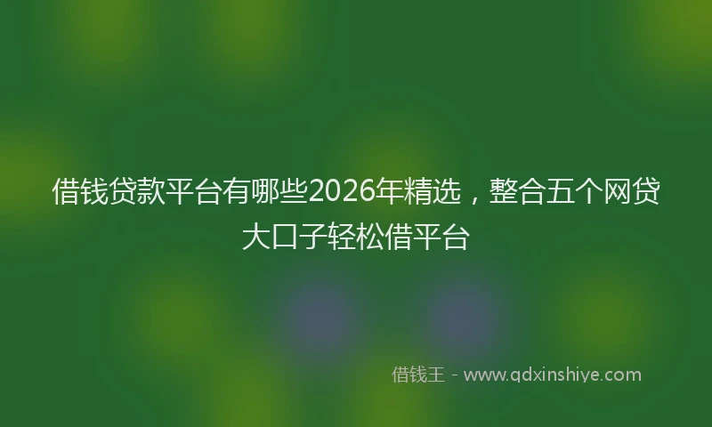 借钱贷款平台有哪些2026年精选，整合五个网贷大口子轻松借平台