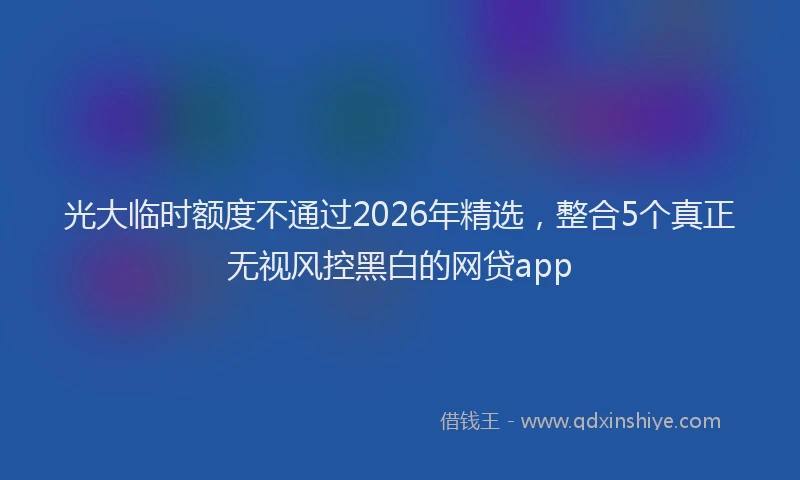 光大临时额度不通过2026年精选，整合5个真正无视风控黑白的网贷app