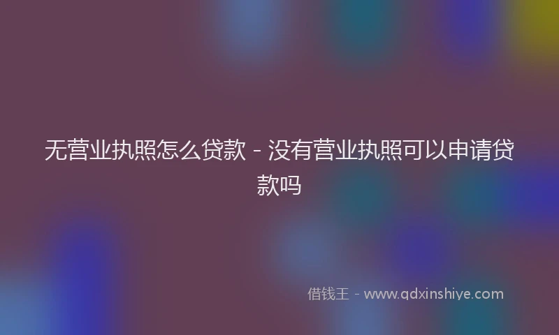 无营业执照怎么贷款 - 没有营业执照可以申请贷款吗
