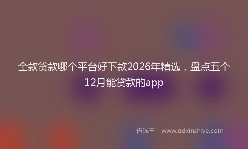 全款贷款哪个平台好下款2026年精选，盘点五个12月能贷款的app