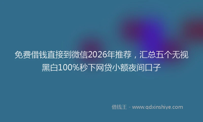 免费借钱直接到微信2026年推荐，汇总五个无视黑白100%秒下网贷小额夜间口子