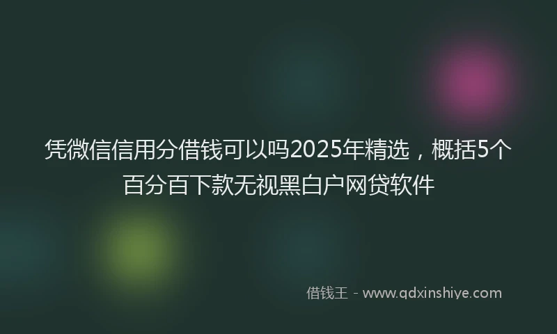 凭微信信用分借钱可以吗2025年精选，概括5个百分百下款无视黑白户网贷软件