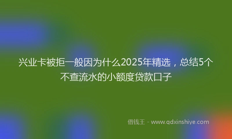 兴业卡被拒一般因为什么2025年精选,总结5个不查流水的小额度贷款口子