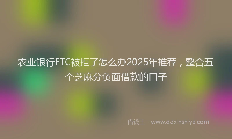 农业银行ETC被拒了怎么办2025年推荐，整合五个芝麻分负面借款的口子