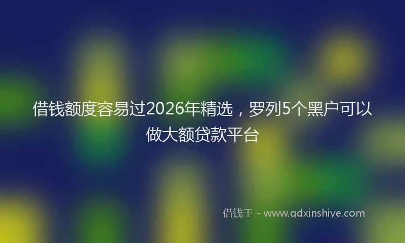 借钱额度容易过2026年精选，罗列5个黑户可以做大额贷款平台