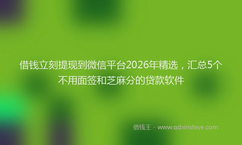 借钱立刻提现到微信平台2026年精选，汇总5个不用面签和芝麻分的贷款软件
