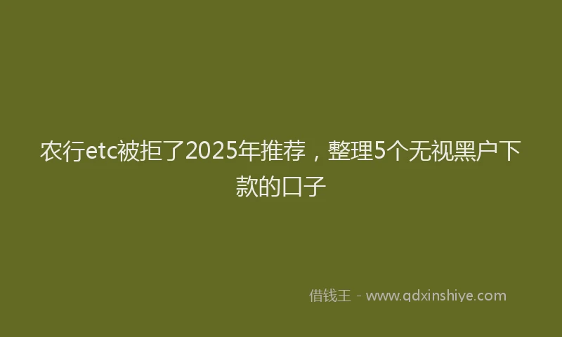 农行etc被拒了2025年推荐,整理5个无视黑户下款的口子