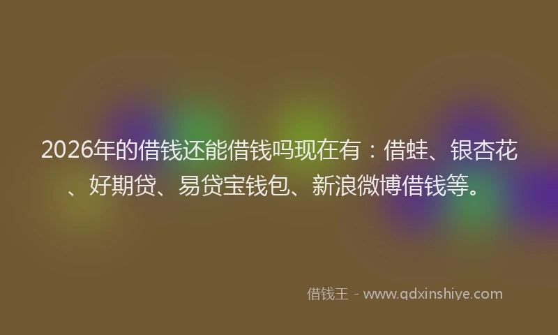 2026年的借钱还能借钱吗现在有：借蛙、银杏花、好期贷、易贷宝钱包、新浪微博借钱等。
