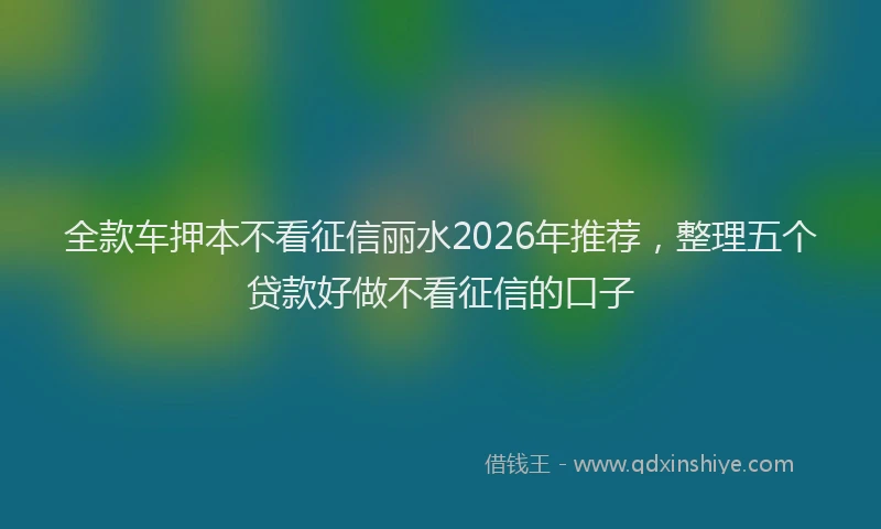 全款车押本不看征信丽水2026年推荐，整理五个贷款好做不看征信的口子